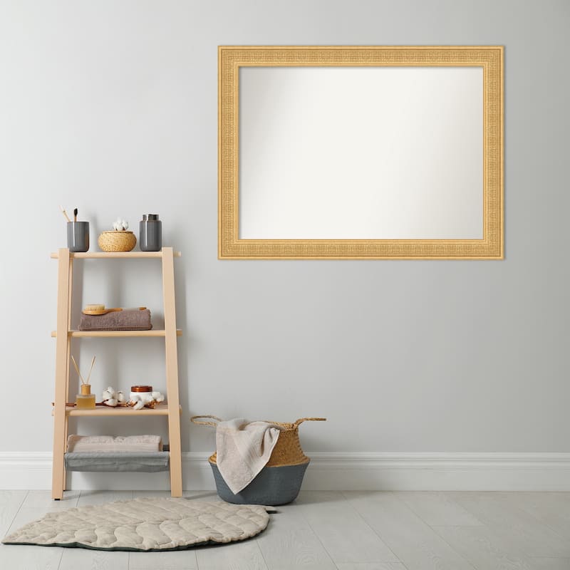 Trellis Non-Beveled Wood Framed Bathroom Vanity Wall Mirror - Trellis Gold