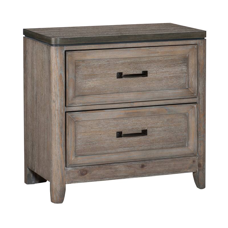 Emery 2-Drawer Nightstand - Grey and Oak