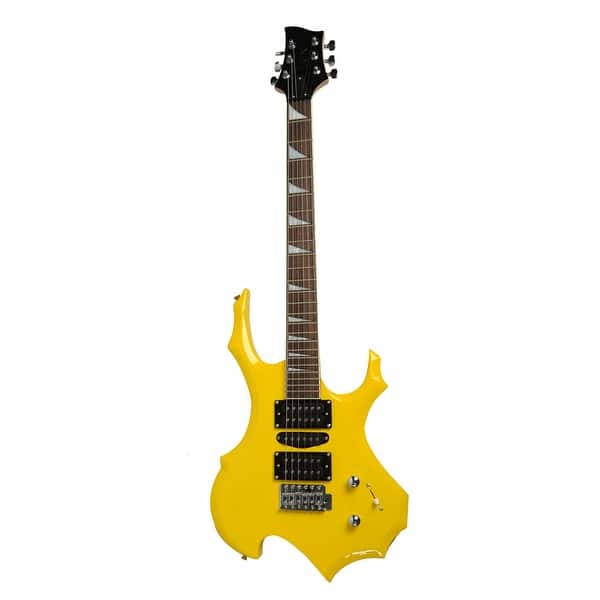 Wrench Tool Red Rocker Strap Paddle Electric Guitars for Beginner Starter Novice Flame Shaped Electric Guitar HSH Pickup Bag Cable