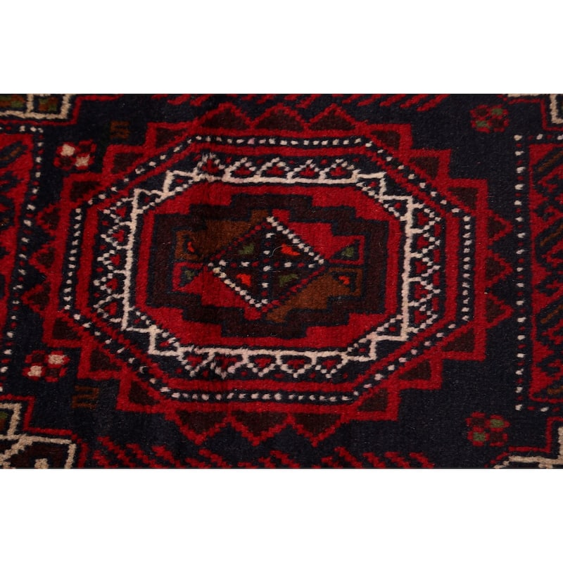 Tribal Geometric Balouch Afghan Oriental Area Rug Wool Hand-knotted - 3'5" x 6'2"
