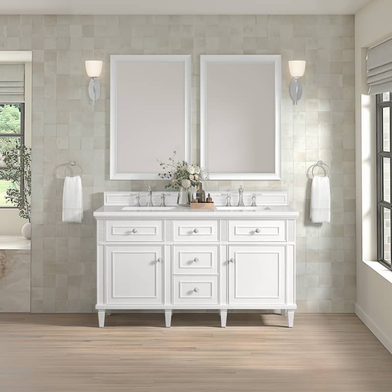 James Martin Vanities Lorelai 60" Double Vanity, Bright White