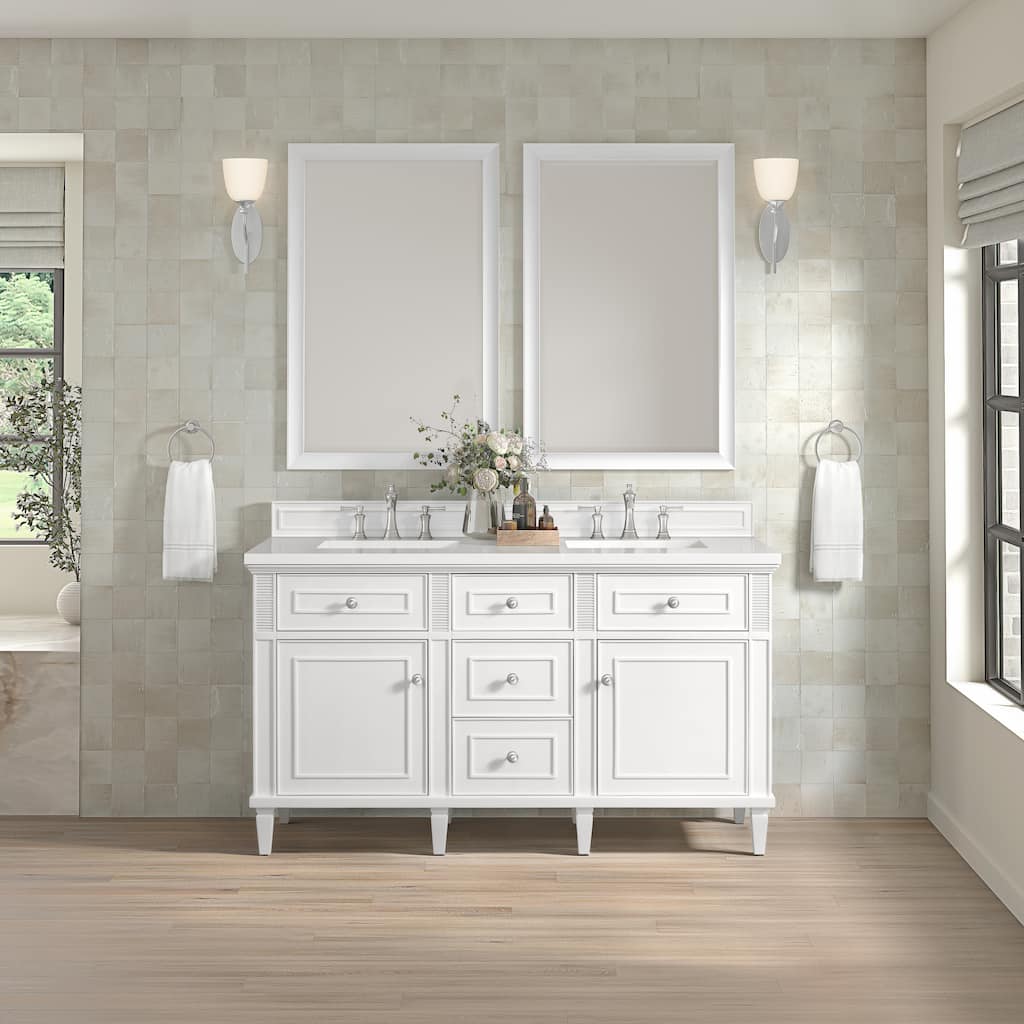 James Martin Vanities Lorelai 60" Double Vanity, Bright White