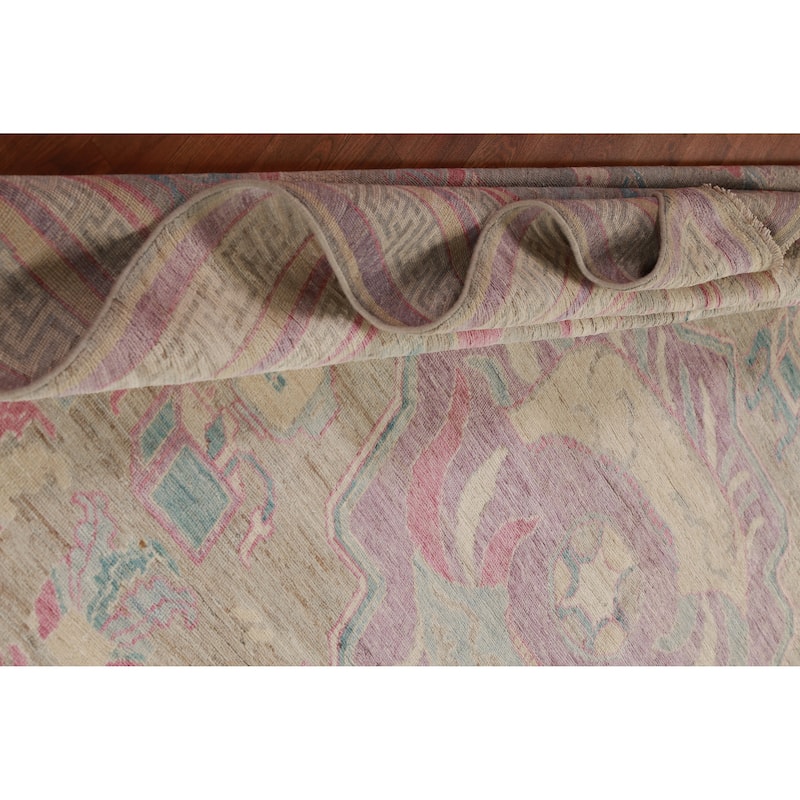 Hand Knotted Oriental 100% Wool Carpet Transitional Geometric Multi-Colored Oushak Area Rug - 9' 0'' X 8' 10''