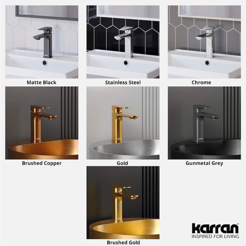 Karran Venda KBF510 Single-Handle Single Hole Basin Bathroom Faucet with Matching Pop-up Drain