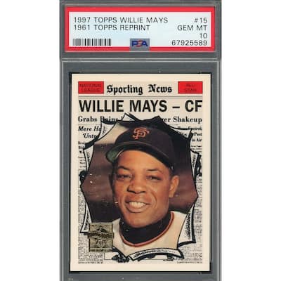 Willie Mays 1997 Topps 1961 Baseball Card #15 Graded PSA 10 - 8'6" x 11'6"