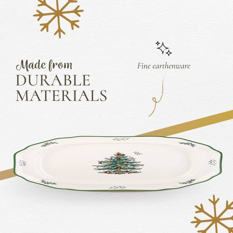 Spode Christmas Tree Sculpted Platter - 19" L x 16" W