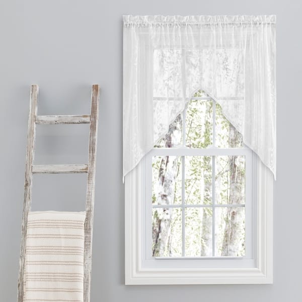 slide 2 of 16, Isabella Lace Elegant Rod Pocket W Header Kitchen Curtains - Tier, Swag Pair and Tailored Valance (Sold Separately)