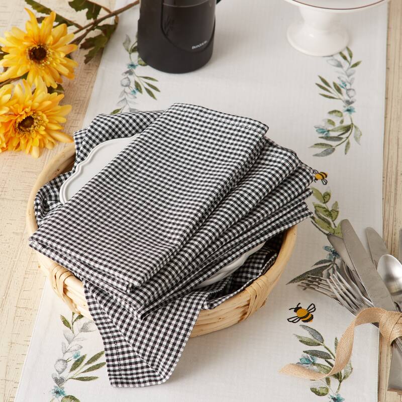 DII Black/Semi Bleach Gingham Napkin (Set of 6) - Napkin Set