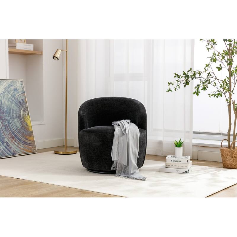 Chenille Fabric Swivel Accent Armchair Barrel Chair