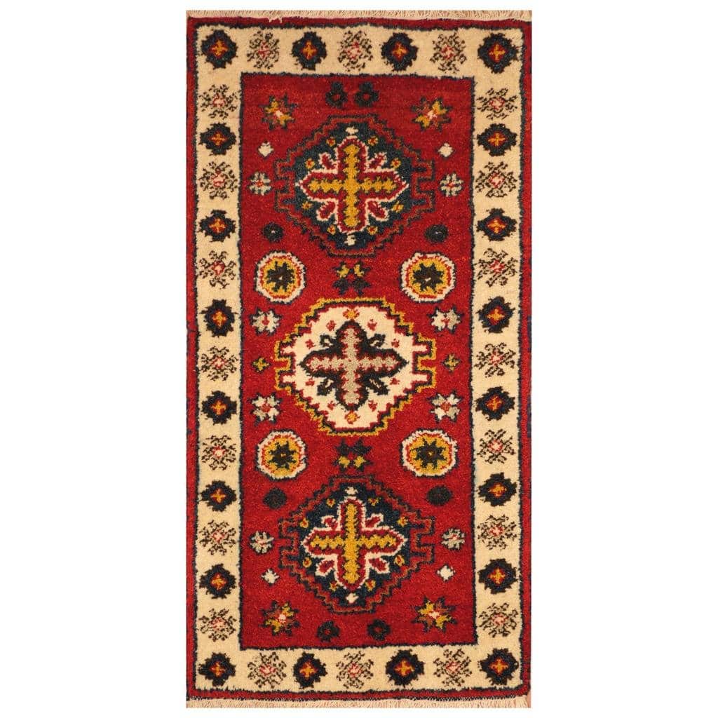 Handmade One-of-a-Kind Kazak Wool Rug (India) - 2' x 4'