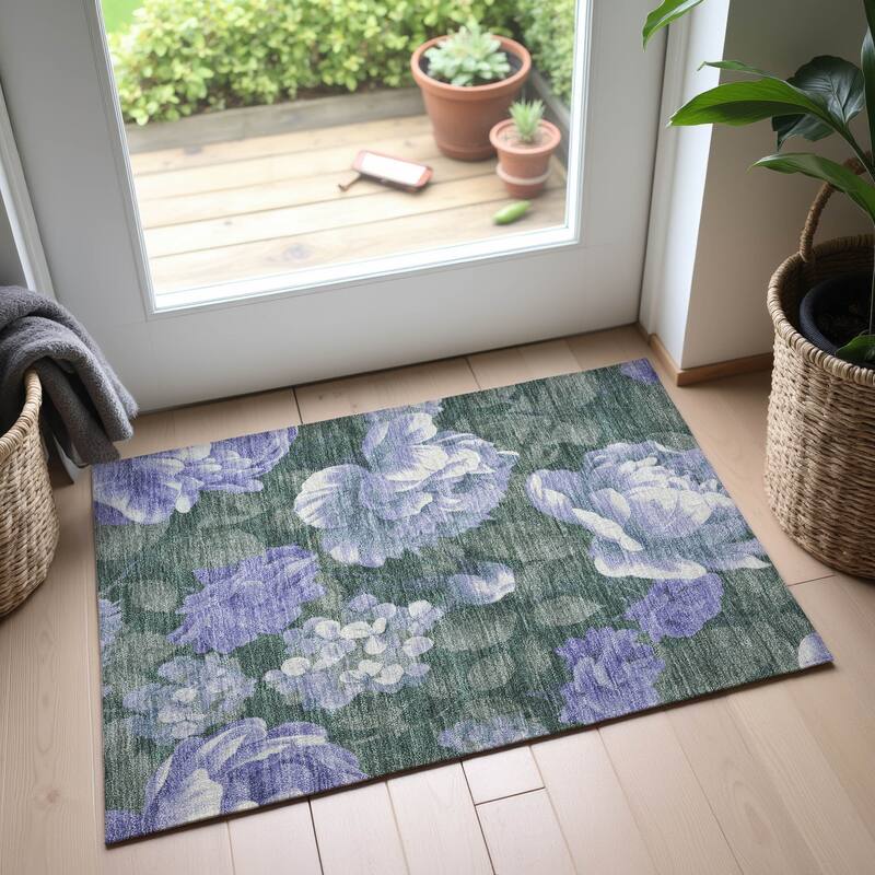 Premium Washable Super Soft Floral Mayfield Rug - Lavender - 1'8" x 2'6"