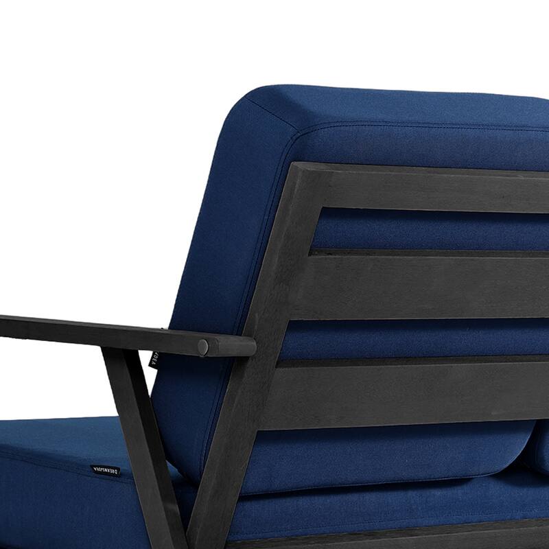 Teak Frame Outdoor Loveseat Daybed with Water-Resistant Cushions.