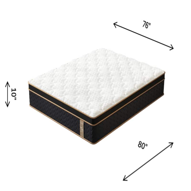 10" King Plush Hybrid Mattresses with Independently Encased Coils & Gel Memory Foam, Fiberglass-Free
