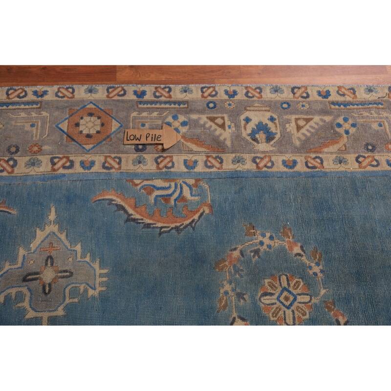 Traditional Blue Tabriz Persian Area Rug Hand-Knotted Wool Carpet - 9'4"x 12'5"
