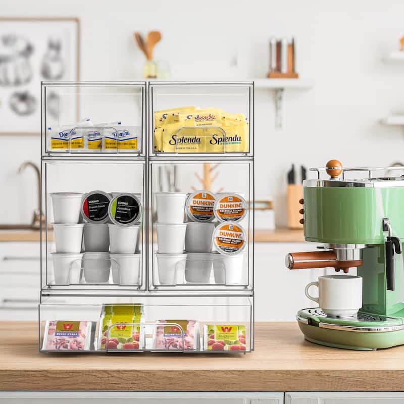 Sorbus Stackable Acrylic Storage Drawers, Tall and Wide Clear Plastic Organizer Bins for Countertop Organization