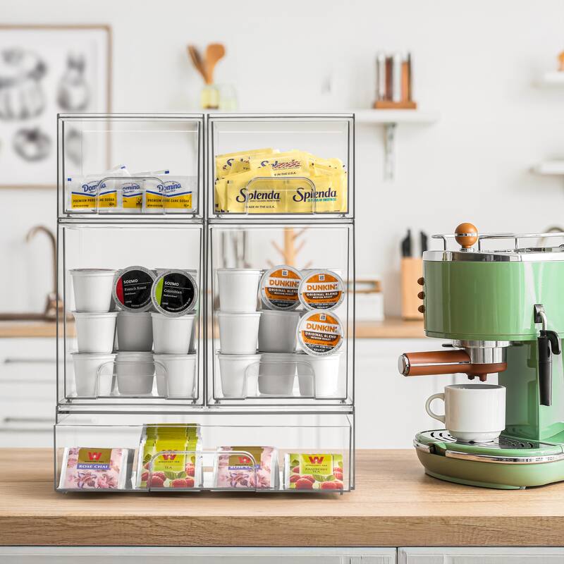 Sorbus Wide Stackable Acrylic Storage Drawers, Clear Plastic Organizer Bins for Baby Bottles, Bathroom, & Kitchen Organization