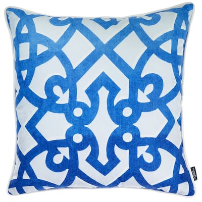 Blue Trellis Decorative Throw Pillow Cover Printed