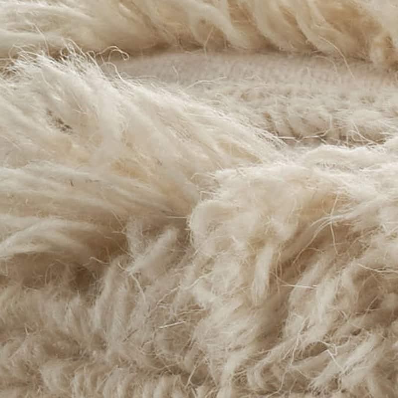 HomeRoots 18" Ivory 100% Cotton Ottoman