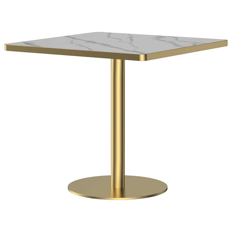 Square Modern Dinning Table 31.5 inches Bistro Table Tulip Table with Faux Marble top, Sturdy Metal Frame Diameter