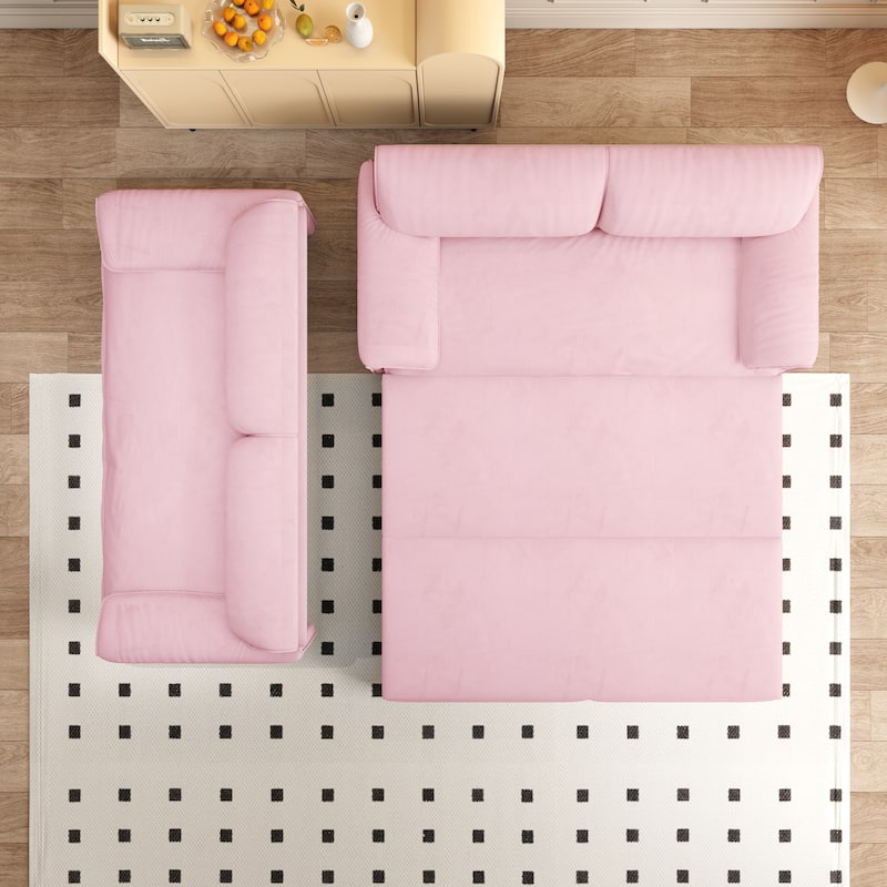 Homy Casa 66" Queen Pull-Out Sofa Bed with Storage, Velvet Loveseat