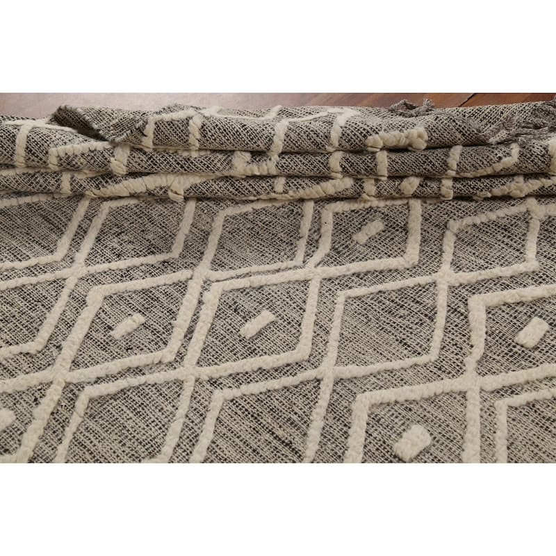 Trellis Moroccan Area Rug Handmade Oriental Wool Carpet - 6'10"x 10'3"