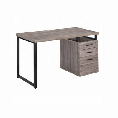 Desk with 3 Drawers in Gray Oak Finish