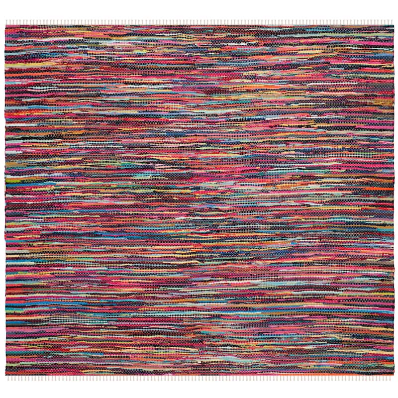 SAFAVIEH Handmade Rag Rug Irmeli Casual Stripe Cotton Rug - 4' Square - Multi