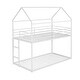 preview thumbnail 11 of 18, Twin over Twin Metal Bunk Bed with Guardrails & Ladder - House Design White