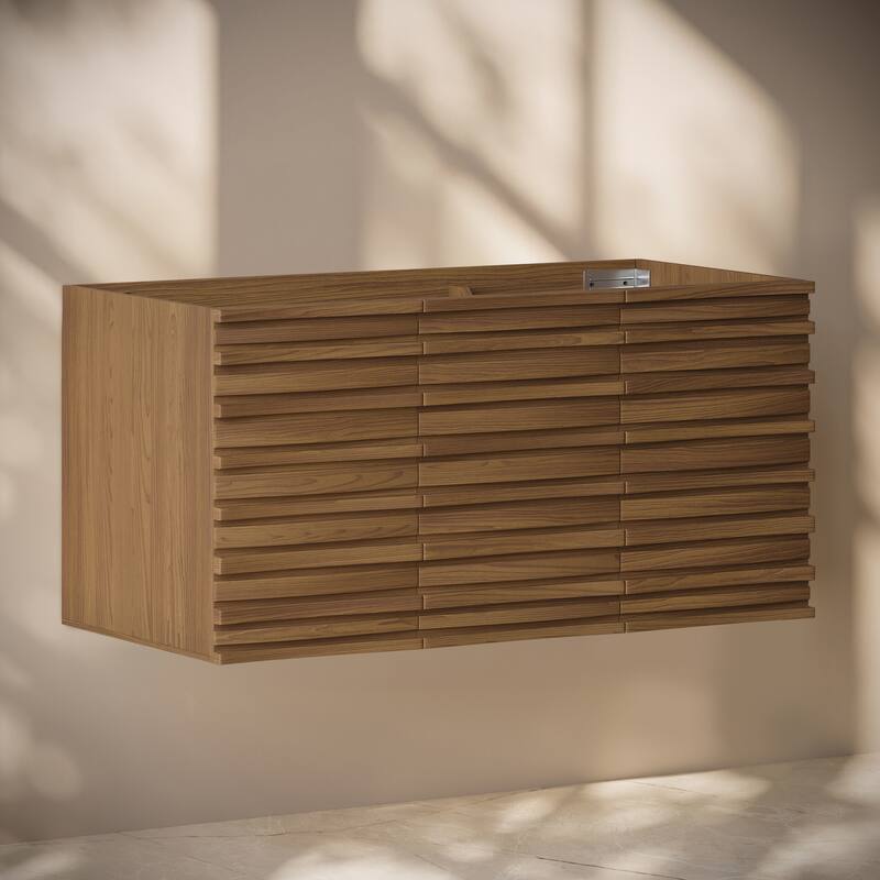 Cascade 48" Wall-Mounted Bathroom Vanity Cabinet Without Top In Brown Oak - 48