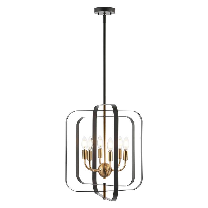 SAFAVIEH Lighting Ildefonsa 20" Glam Pendant (6-Bulb) - 20" W x 18" D x 60" H - Black/Brass - 20Wx18Dx60H