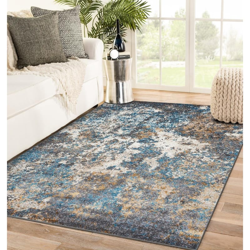 Luxe Weavers Abstract Area Rug Modern Design - 2' x 3' - Turquoise