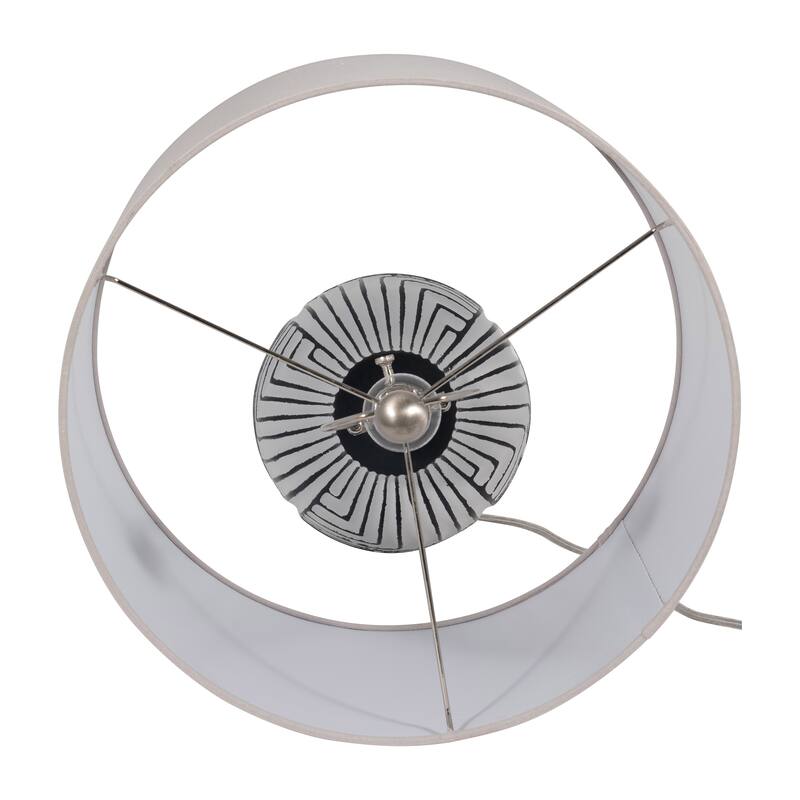Sagebrook Home Modern Textured 26" White Ceramic Tribal Table Lamp With Linen Shade - 15" x 15" x 26"