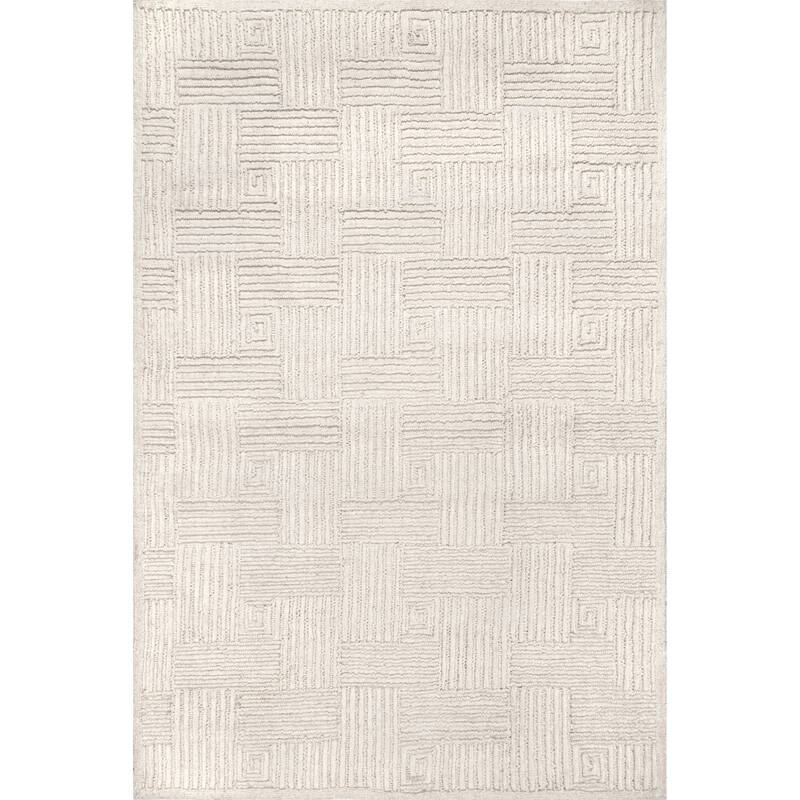 Nuloom Mallory Hand Hooked Wool Geometric High Low Textured Area Rug