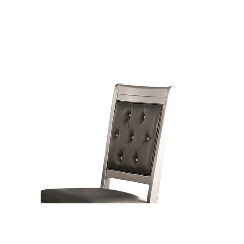 Silver/Gray Faux Leather Upholstered Wood Frame Dining Chair, Set of 2, Sturdy Dining Chair for Dining Rooms - 22.75