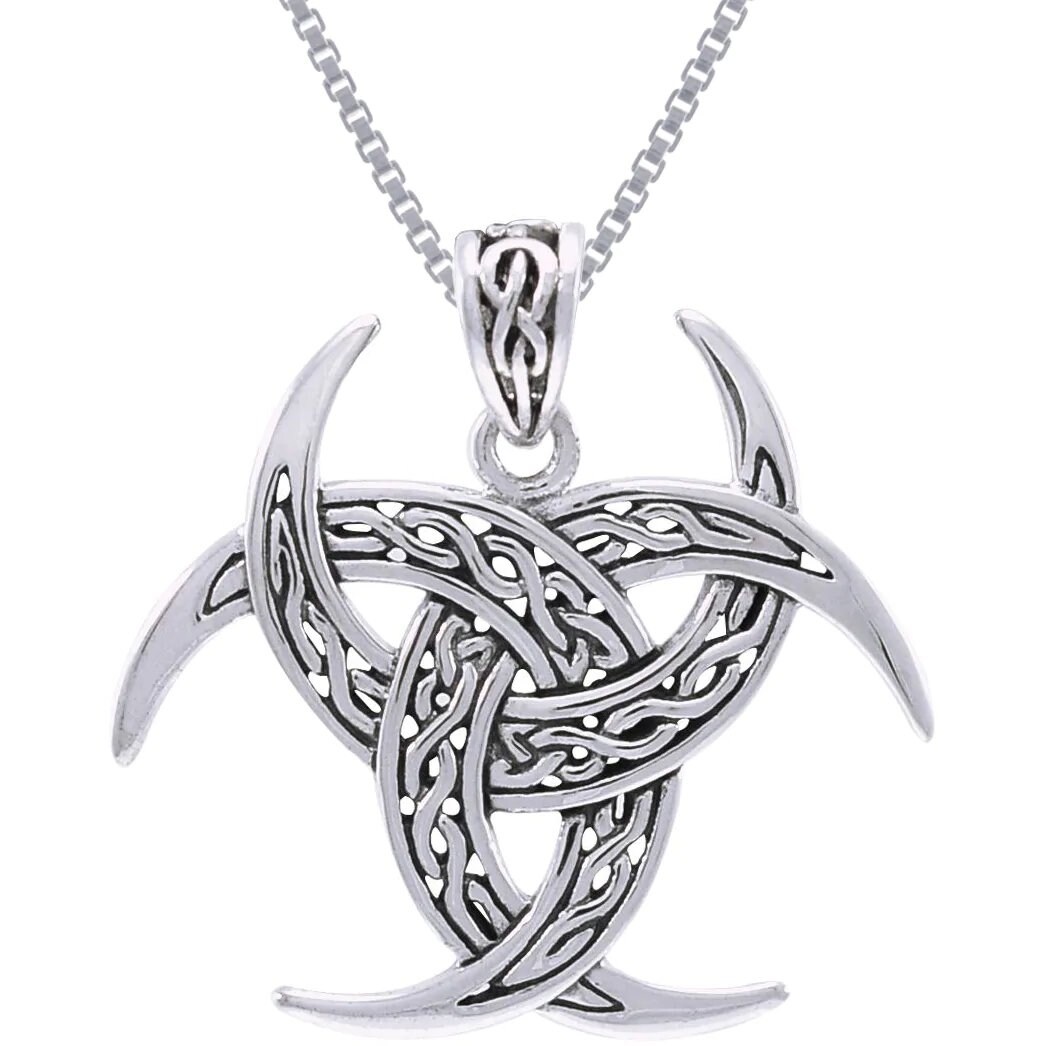 Crescent Horn Celtic Triple Moon Viking Sterling Silver Pendant Necklace Overstock 10182043 Crescent moon triquetra pendant necklace you will get 1 pcs necklace in 18inch. crescent horn celtic triple moon viking sterling silver pendant necklace