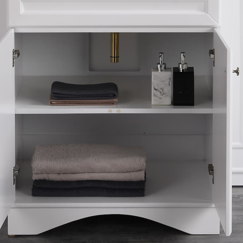 BATHLET 30 inch Bathroom Vanity Set with Carrara Marble Top Mirror