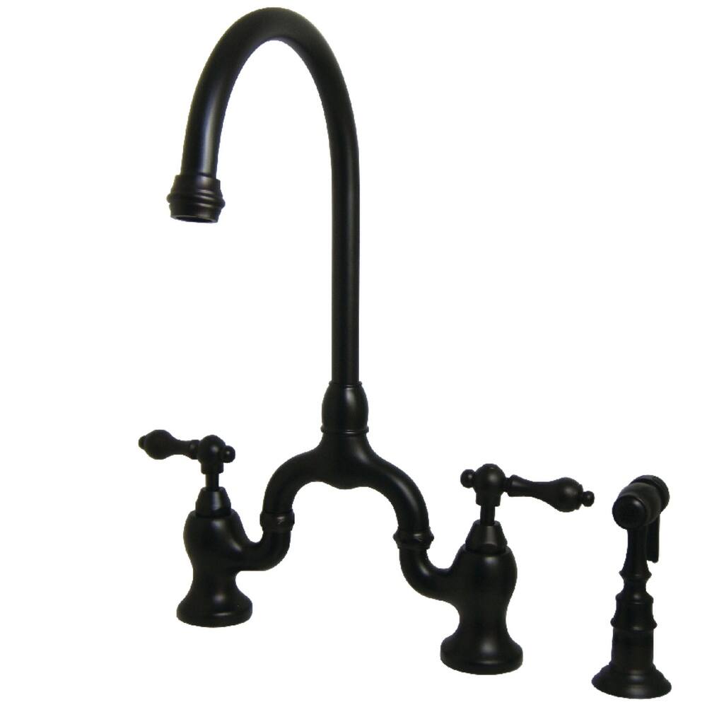 English Country Kitchen Bridge Faucet with Brass Sprayer