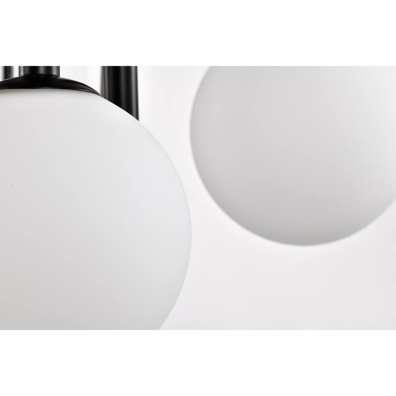 Cisevol 9-Light Chandelier with Frosted Glass Globe Pendant Cluster Black Finish