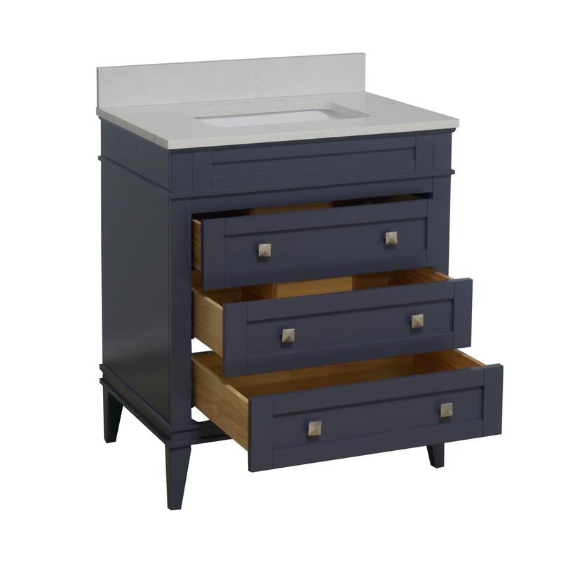 KitchenBathCollection Eleanor 30" Bathroom Vanity with Quartz Top