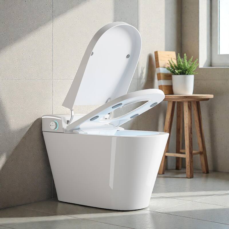 Smart One Piece Toilet with Built In Bidet. Auto Open Close Seat. Heated Seat. Warm Water. Dryer. Remote Control