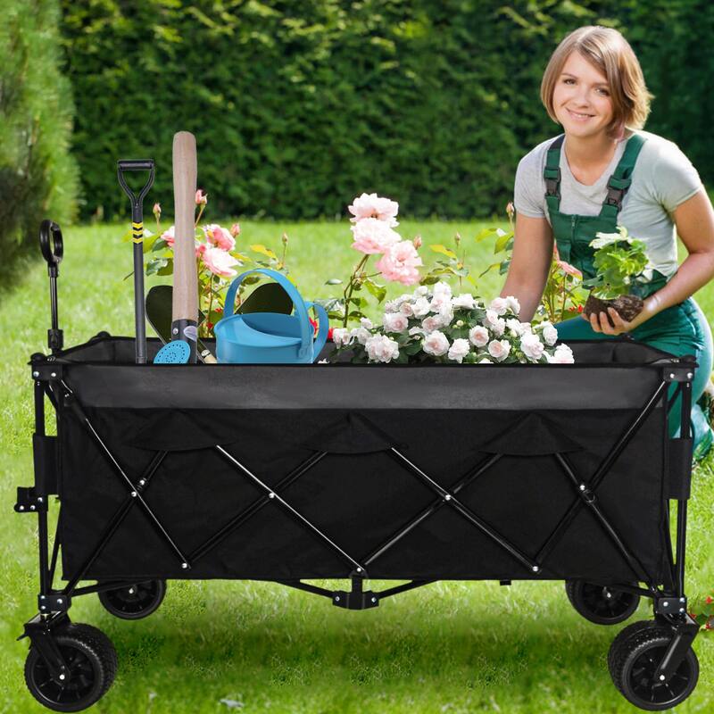 Heavy-Duty Foldable Utility Wagon - 480lbs Capacity, Patented Ultra-Stable Frame