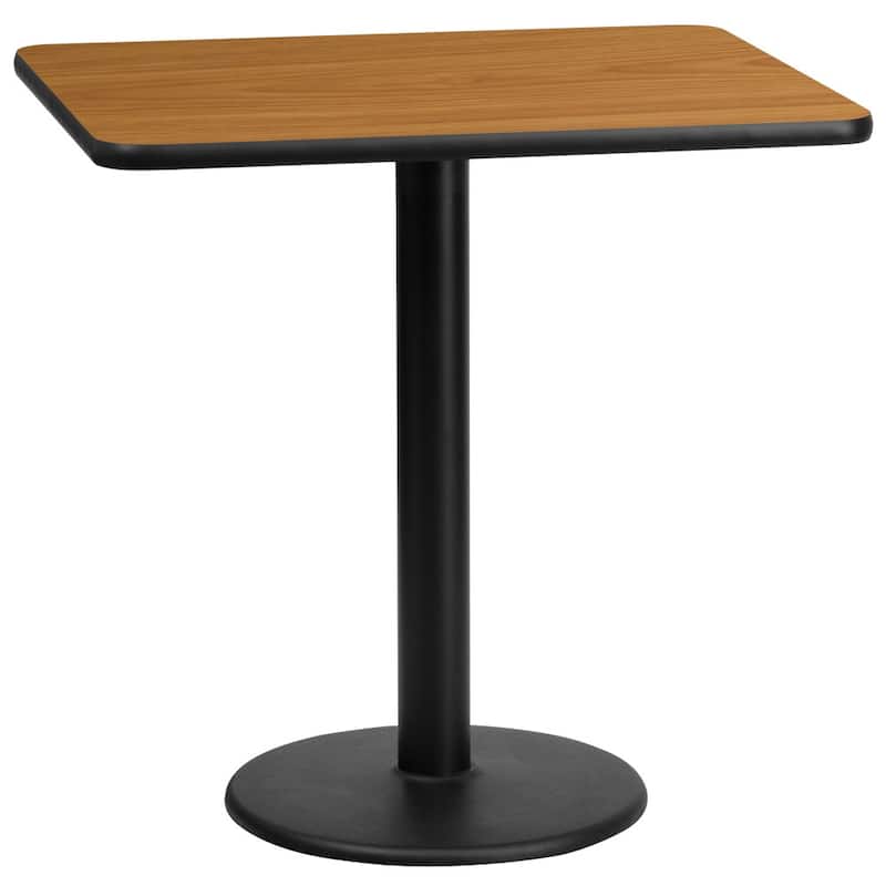 24'' x 30'' Rectangular Laminate Table Top with 18'' Round Table Height Base - 24"W x 30"D x 31.125"H