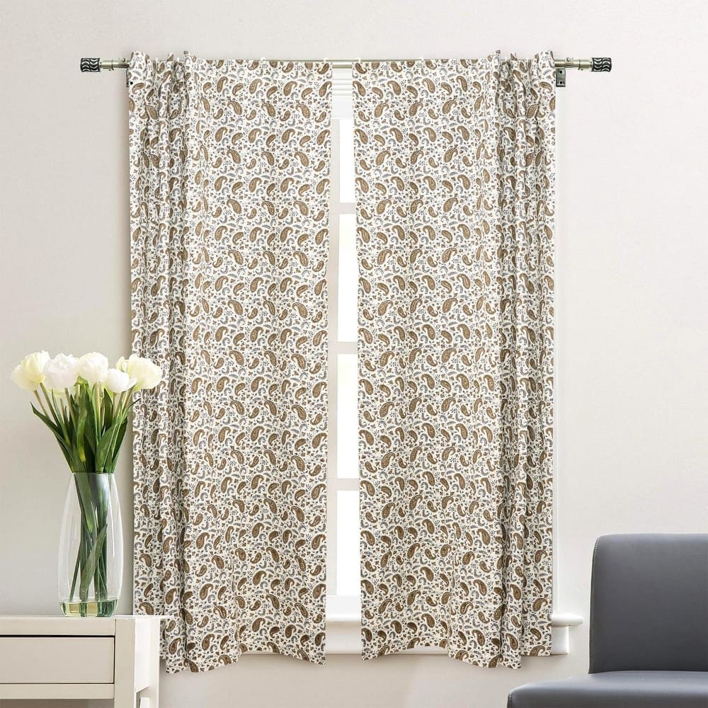 Fabdivine Block Print Curtain or Drape Decorative Home Accent Bed or Living Room