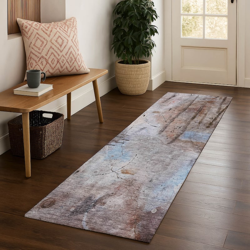 Premium Washable Super Soft Abstract Glam Mayfield Rug - Taupe - 2'3" x 7'6"