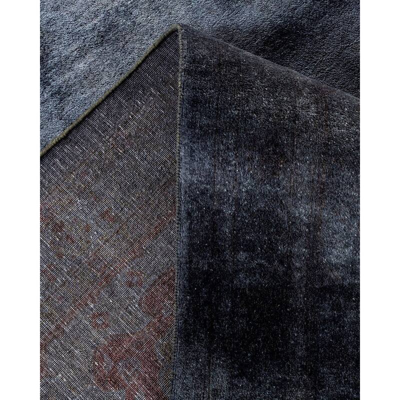 Overton Handknotted Wool Vintage Inspired Contemporary Overdyed Gray Area Rug - 14' 10" x 9' 4"
