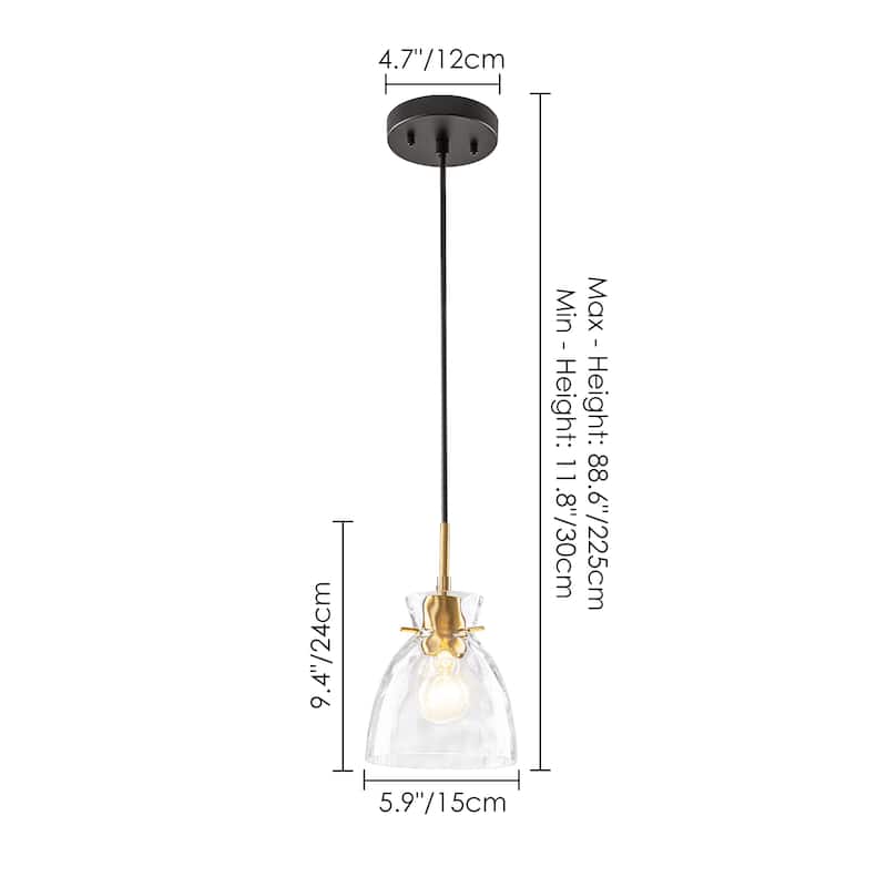 1/3/5-Light Modern Black & Gold Textured Glass Pendant Light - Adjustable Hanging Ceiling Fixture for Dining Room