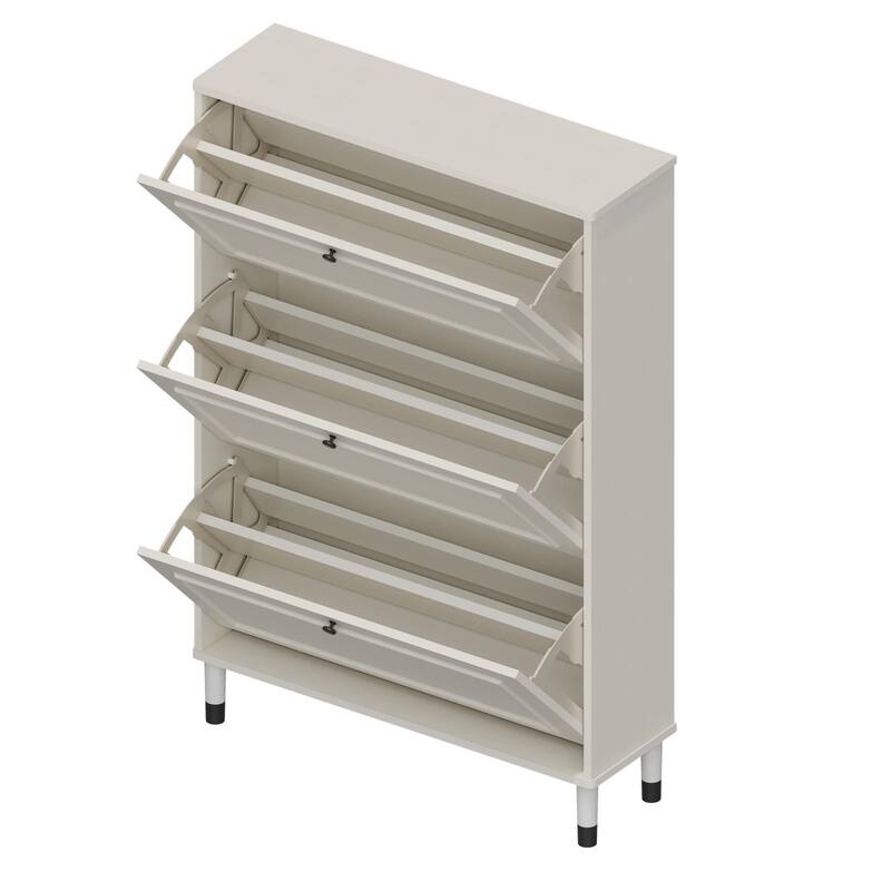 Shoe Storage Cabinet for Entryway, Narrow 3-Drawer Freestanding