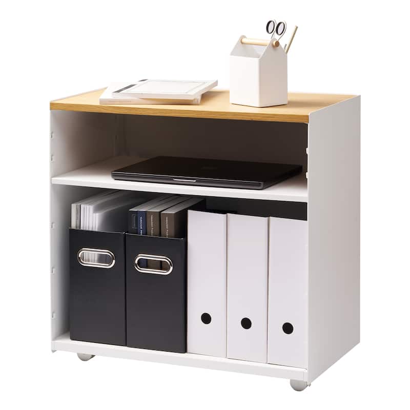 Yamazaki Home Mobile Hideaway Storage Cart, Steel and Wood, Wheels - L 13.9 x W 23.74 x H 23.23 inches - White