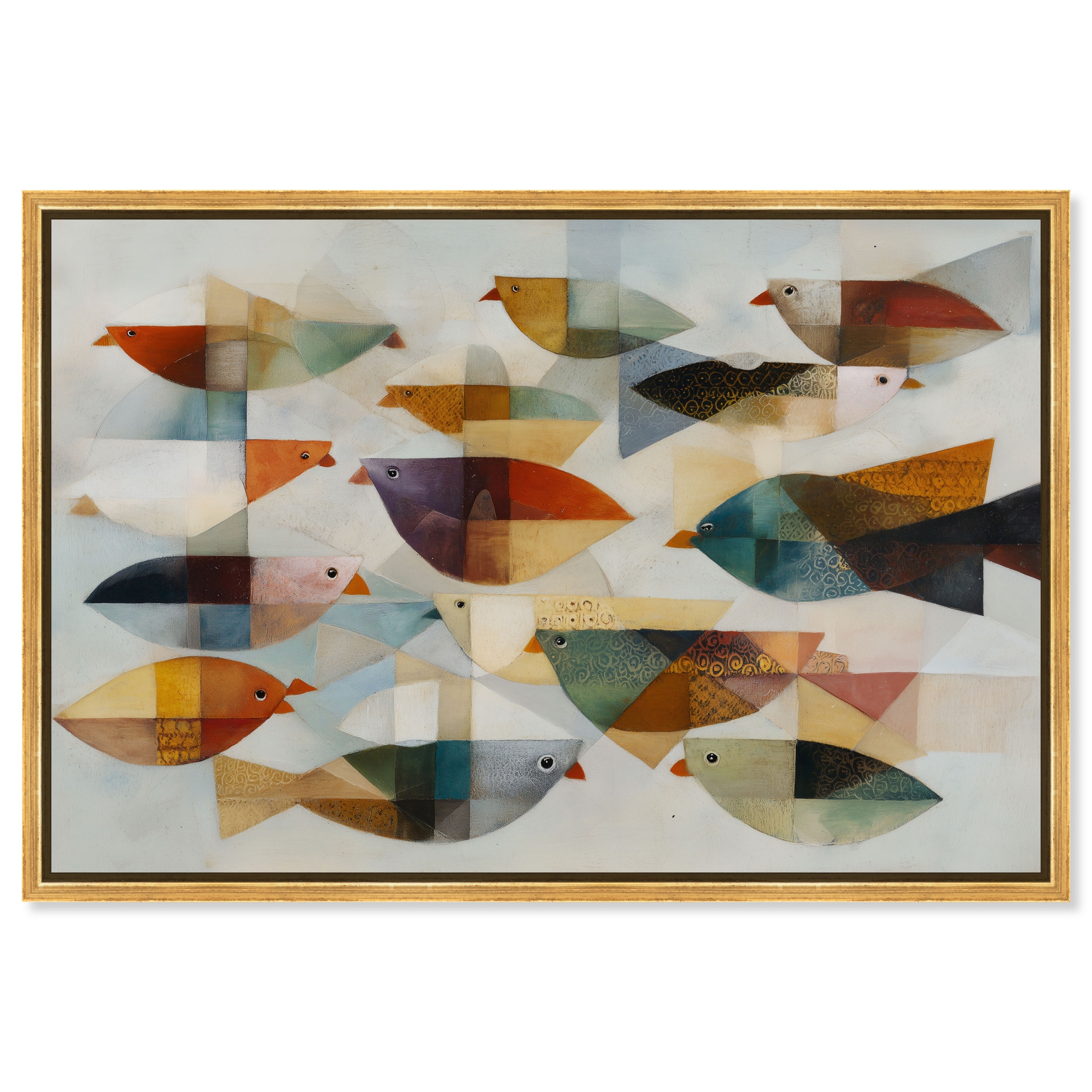Cubist Fish Abstract Wall Art Framed Canvas Print by Art Remedy