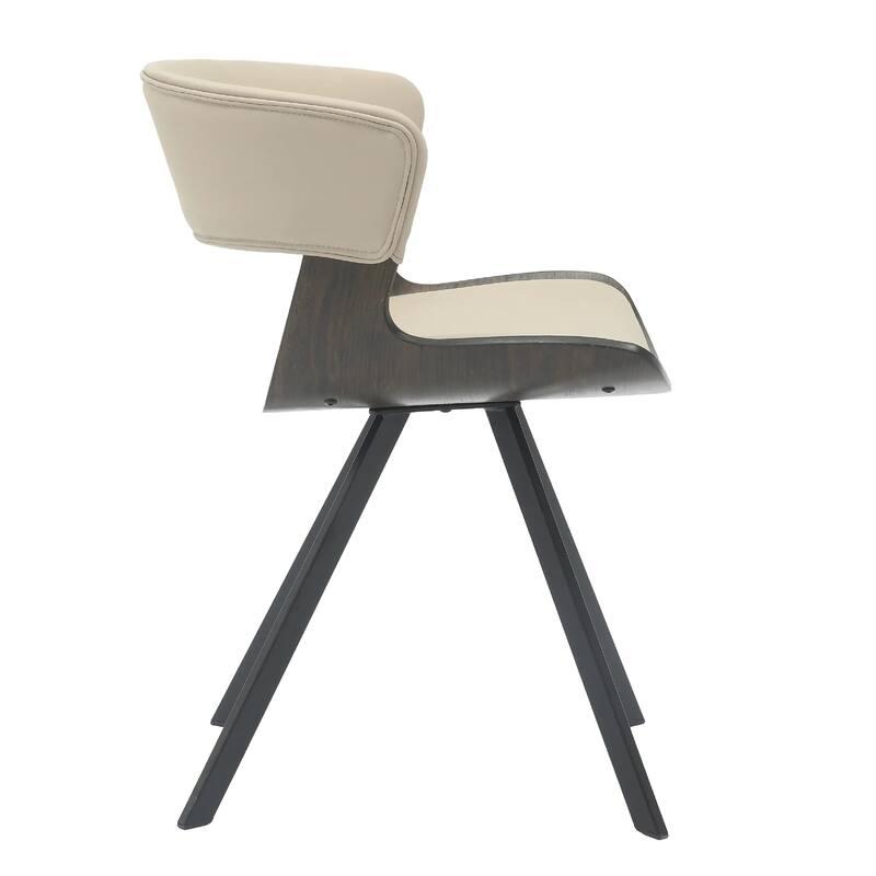 Nymia Upholstered Dining Chair with Saddle Seat - Velvet or Leather Accent Chair with Open Back and Iron Legs Set of 4